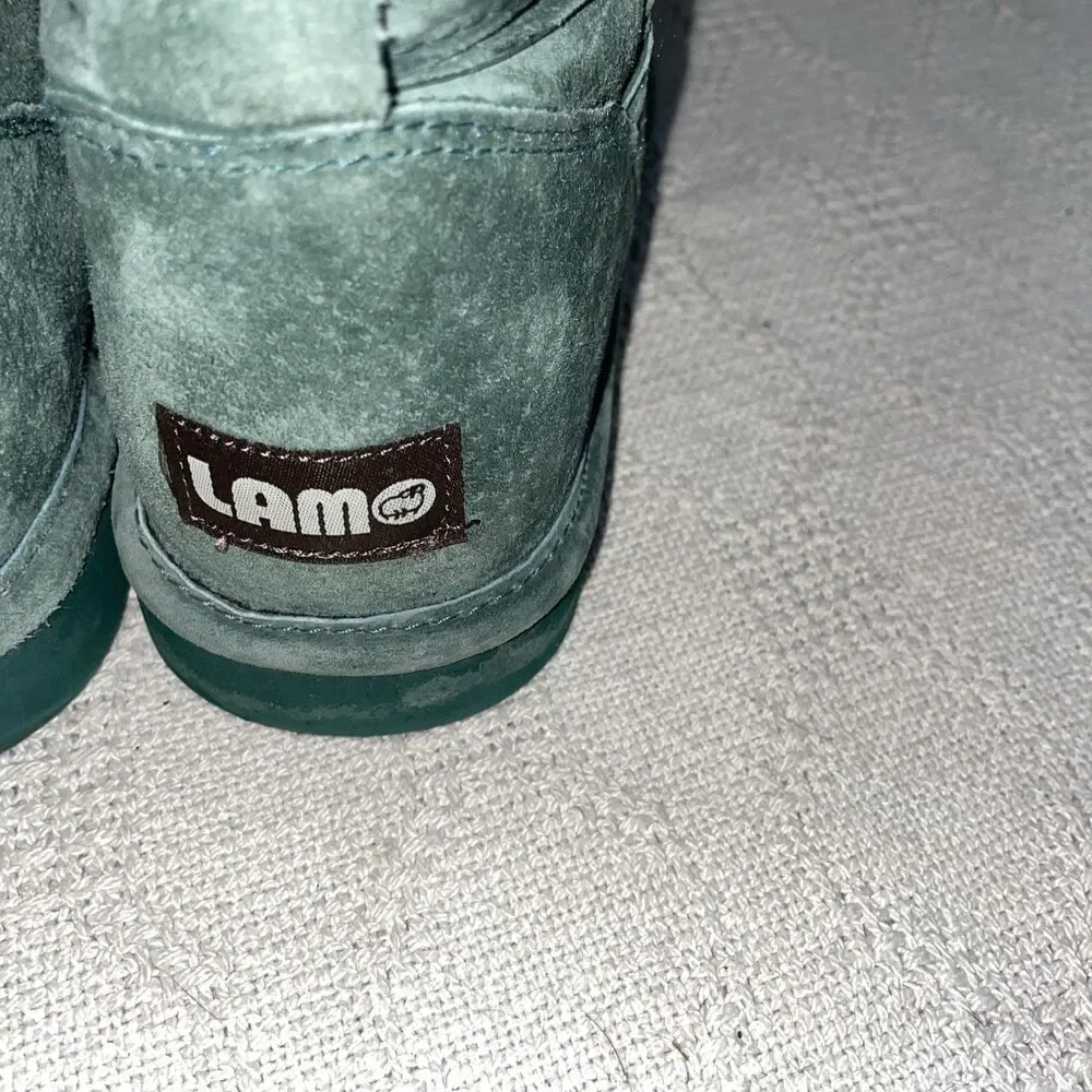 Lamo Women’s Fleece Lined Boots Size 9 M Green Leather Outdoors Comfort Warmth 1